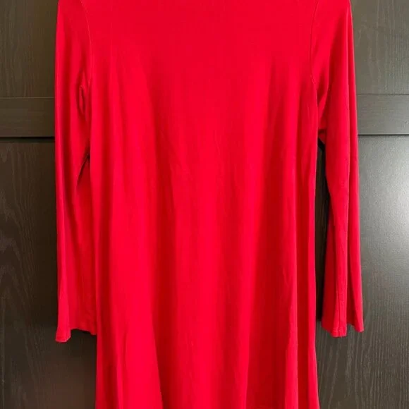 Eileen Fisher Women's Red Tunic Blouse XS Long Sleeves Lagenlook Stretch - Picture 2 of 7